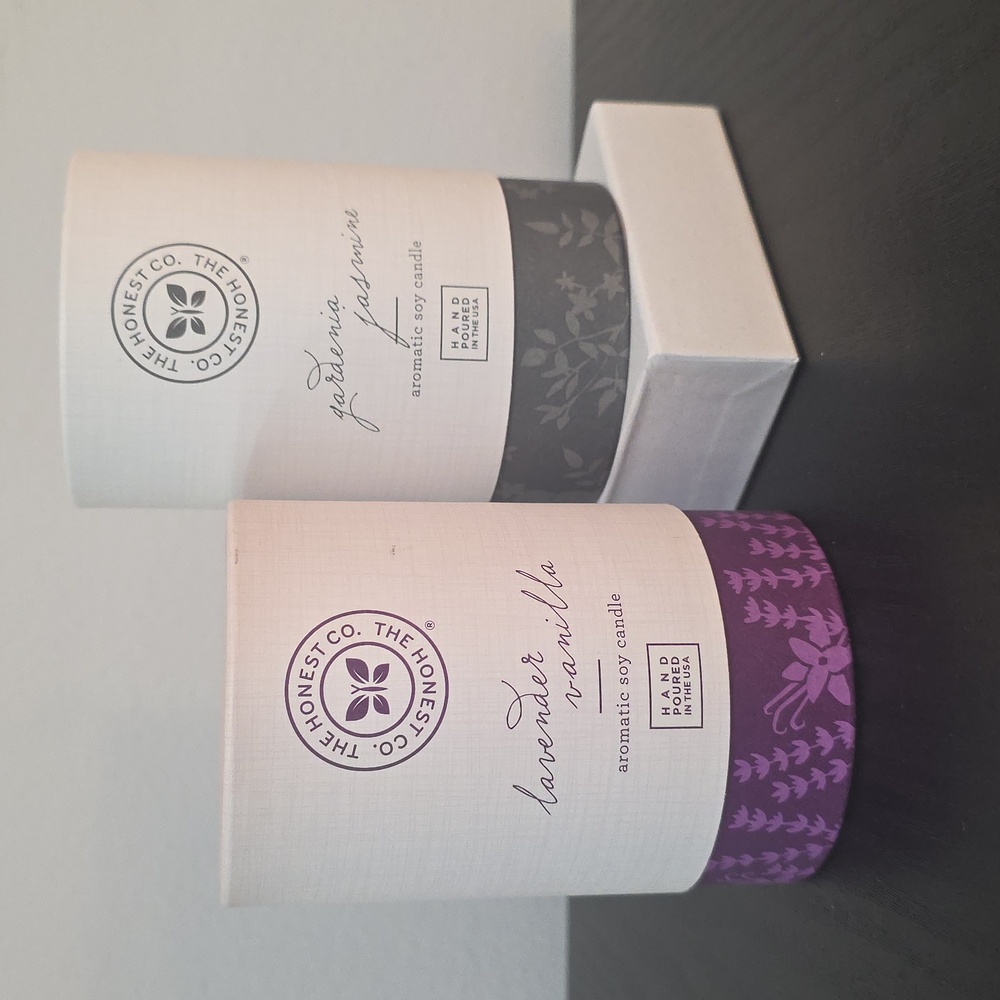 Honest Co. 2 Piece Lot Soy Candles – Gardenia Jasmine & Lavender Vanilla